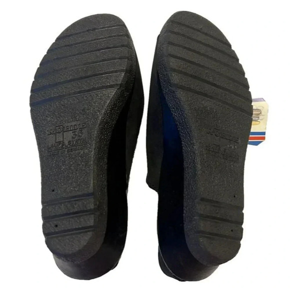 NWT!! Womens 36 German Rohde‎ Black Suede Comfortable Wedge Sandals Nature Form - Picture 6 of 7